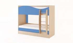 Кровать 2-х ярусная с ящиками (Беленый дуб/Синий) в Большой Мурте - bolshaya-murta.katalogmebeli.com | фото