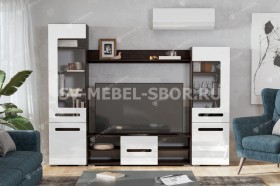 Мебель для гостиной МГС 6 (Исполнение 1/Венге/Белый глянец) в Большой Мурте - bolshaya-murta.katalogmebeli.com | фото