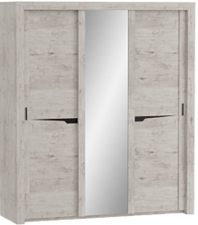Шкаф трехдверный Соренто с раздвижными дверями Дуб бонифаций/Кофе структурный матовый в Большой Мурте - bolshaya-murta.katalogmebeli.com | фото