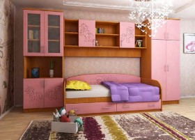Детская Веселый пони Комплект мебели (Вишня оксфорд/Розовый) в Большой Мурте - bolshaya-murta.katalogmebeli.com | фото